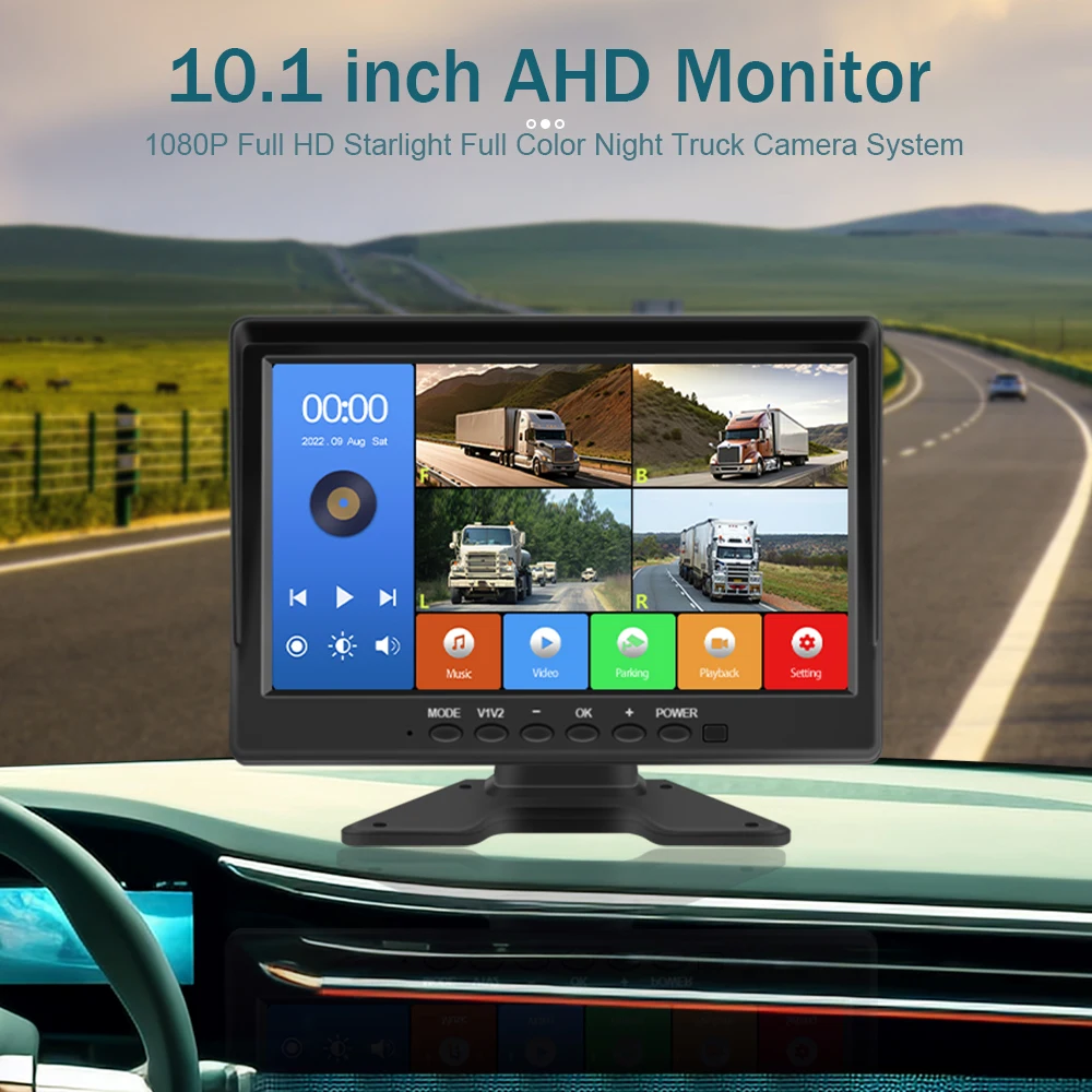 차량 백업 카메라 시스템 MP5 DVR, 트럭, 버스, 밴 후진 주차 모니터, 별빛 HD 야간 투시경, 10.1 인치 4CH AHD 1080P