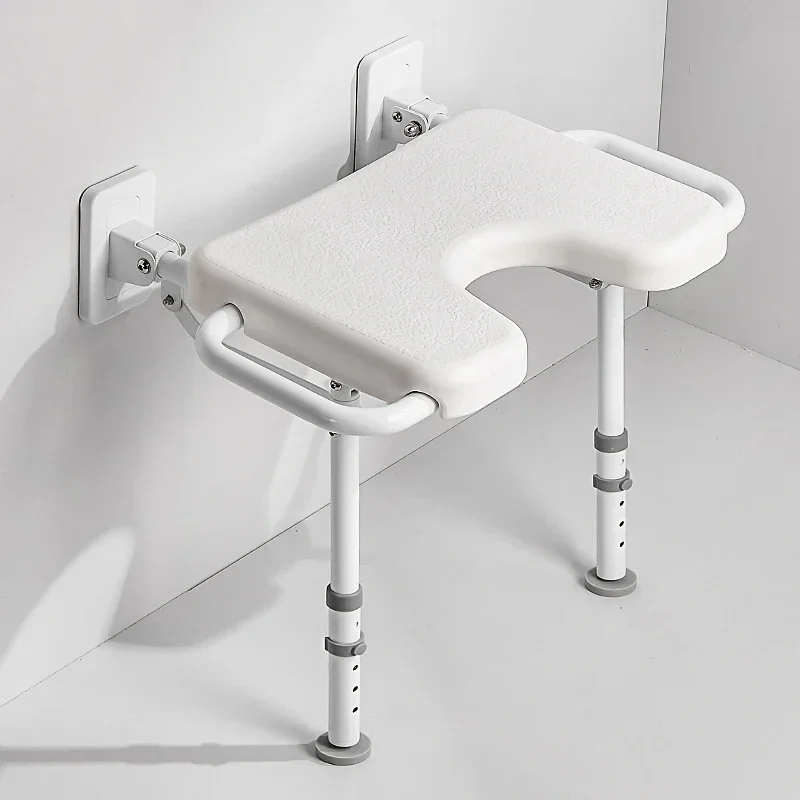Elderly and Pregnant Women's Bathroom Chair Shower Stool, Foldable Double Armrest Toilet Seat Disabled, Non Slip Commode Stools 2