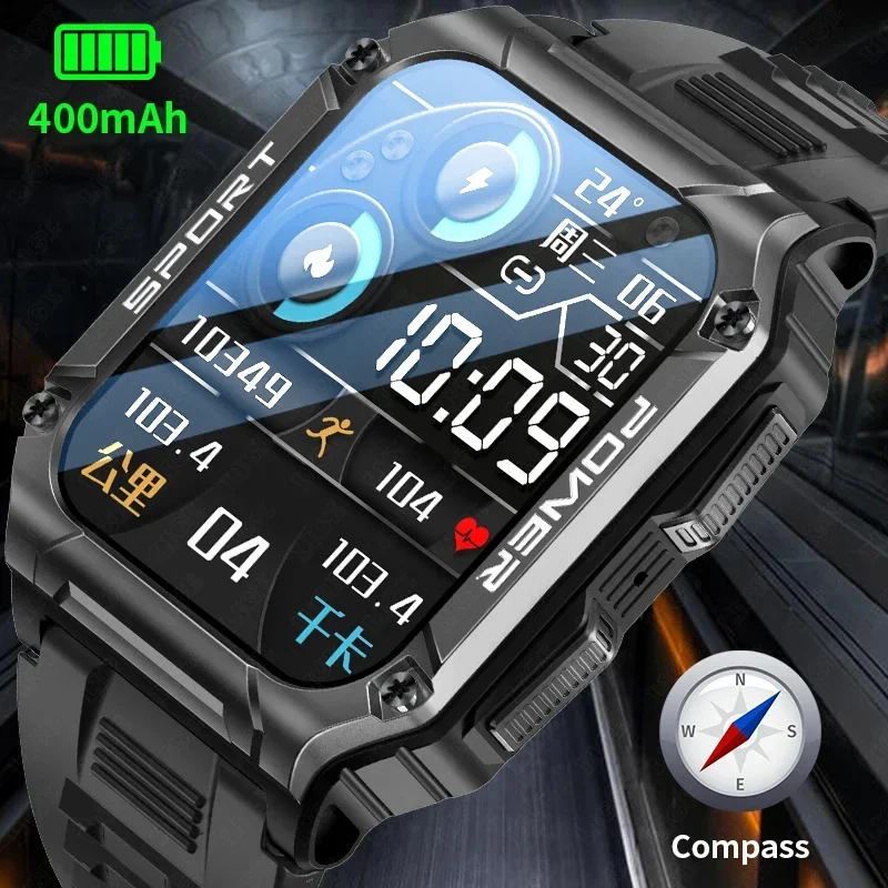 

2023 Sports Smart Watch Men Travel Compass Bluetooth Call Bracelet 400mAh Health Monitoring IP68 Waterproof Men Smart Watch