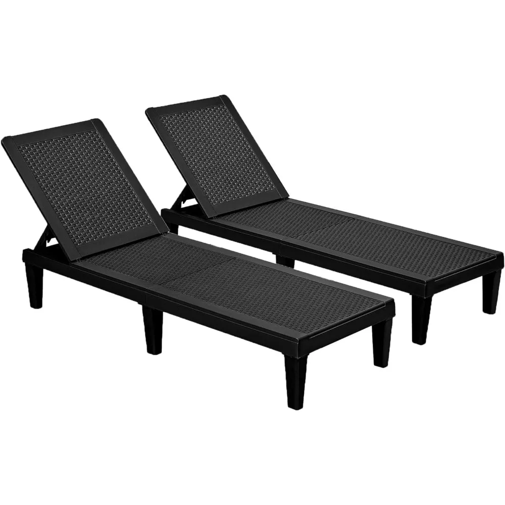 

Devoko Outdoor Chaise Lounge Chair Set of 2 for Outside Pool Patio, Adjustable Waterproof Easy Assembly Chaise Lounge Outdoor (B