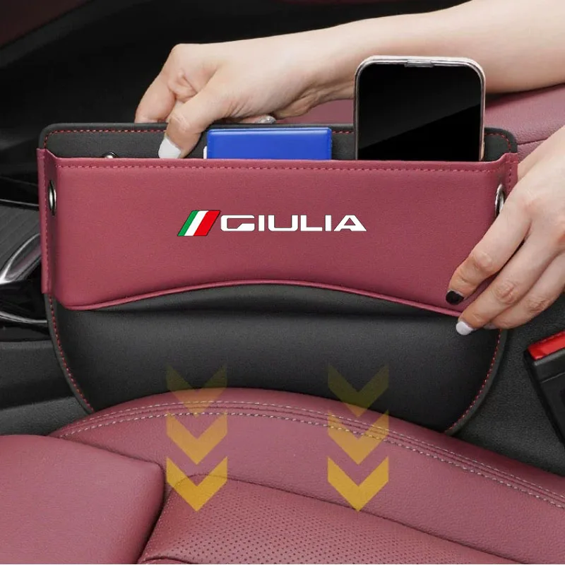 

Car Seat Gap Organizer Leather Auto Console Side Pocket Seat Crevice Storage Box for Alfa Romeo GIULIA Auto Accessories