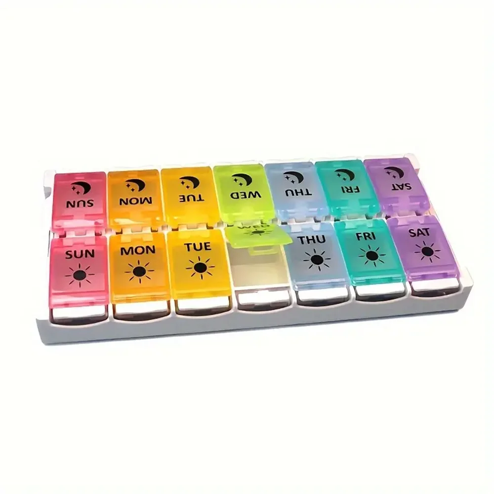 Compact Weekly Pill Organizer & Daily Dispenser Stand - Cute Travel Medication Box