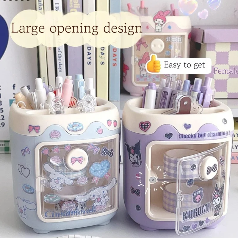 

Sanrio Kawaii Kuromi настольная подставка для ручек My Melody Cinnamoroll Diy ящик для хранения наклеек для макияжа кистей держатель для ручек подарок