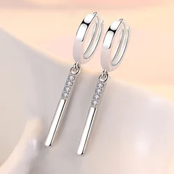 Fashion 925 Sterling Silver earrings For Women Simple Creative Small Stick Ear Buckle Jewelry Lady Anniversary Accessories Gifts