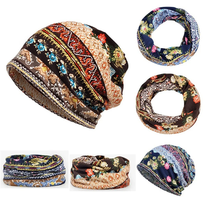 

Unisex Fashion Autumn Winter Hat Printed Scarf Cap Warm Beanie Bonnet Hat Retro Fashion Hat Hip Pop Caps For Women Men
