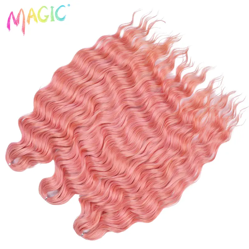 Anna Synthetic Hair 24 Inch Water Wave Braiding Hair Extensions Ombre Blonde Deep Wave Afro Curl Twist Crochet Hair for Women - Image 89