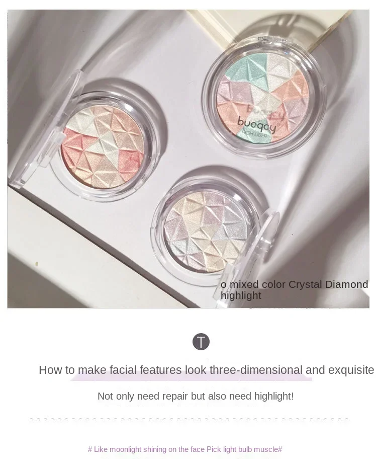 Description Picture 2 of itemHighlighter Powder Matte Pearlescent Facial Contour Palette Female Cosmetics Cute Makeup Palette Three-dimensional Face Nature