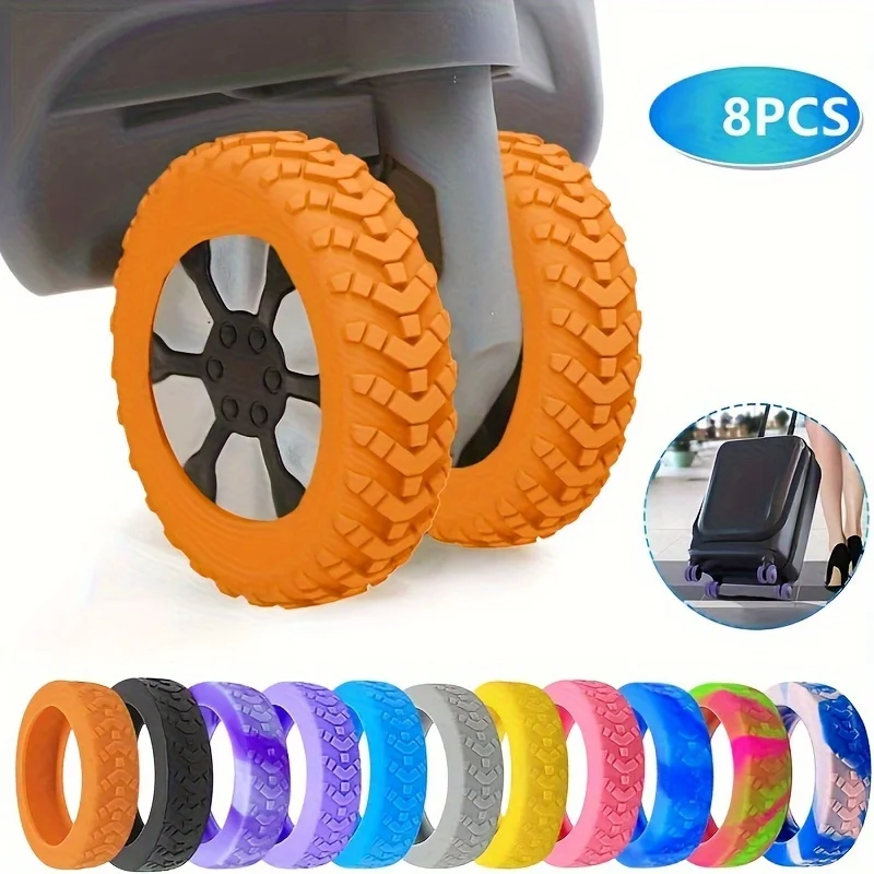 Luggage Wheel Protection Set Wheel Repair Set Trailer Luggage Mute Set 8 pcs