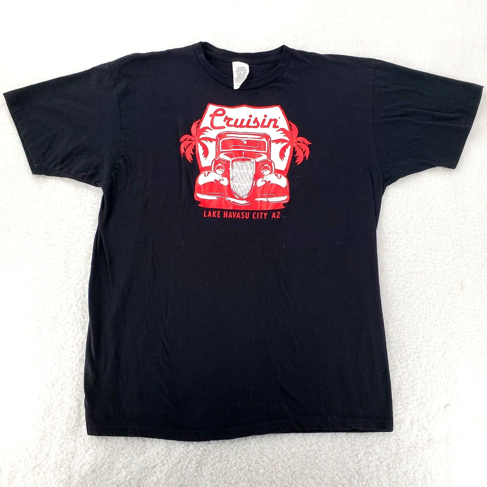 Camicia Da Uomo Cruisin Extra Large Black Lake Havasu City Arizona Palm Tree Fast Ship Maniche Lunghe