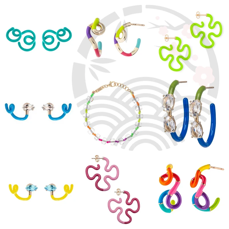 

SWA Dopamine Color Earrings Bracelet Jewelry Set - Sparkling Rhinestone Inlaid Elegant Fashion Accessories crystals