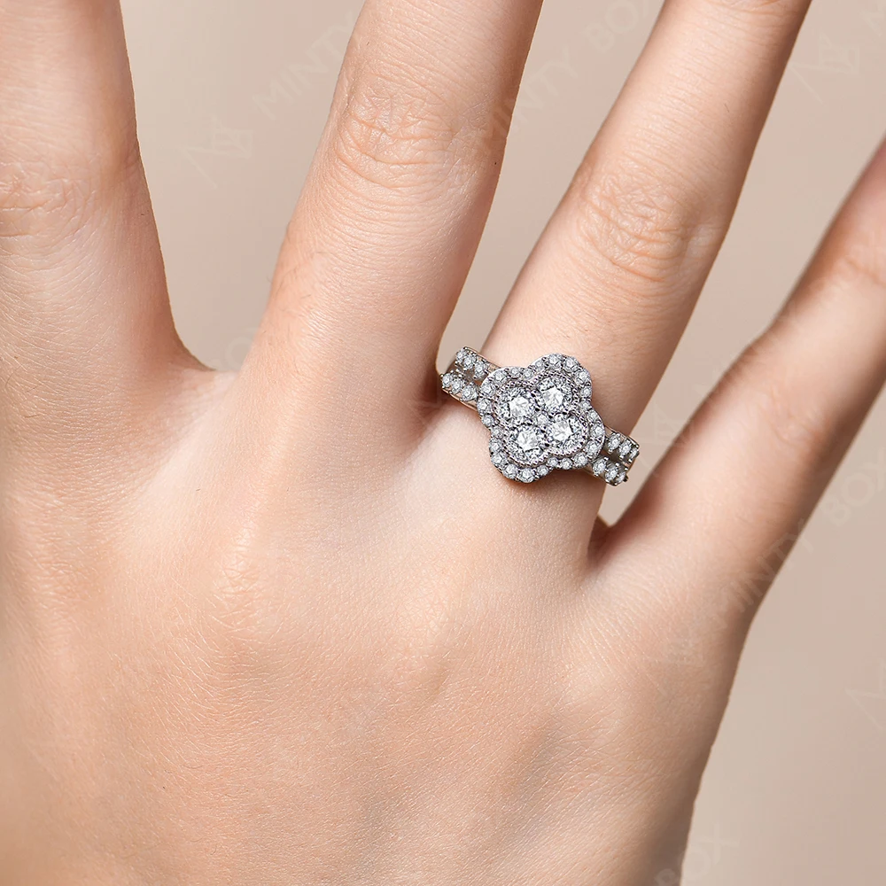 MINTYBOX-Anillo de diamante chapado en oro blanco de 18k 5