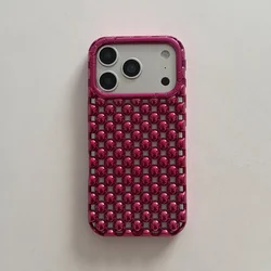 Elegant Pearl Bead Shock - Proof Phone Case with Stereoscopic Design - iPhone 15 (Rose Pink)