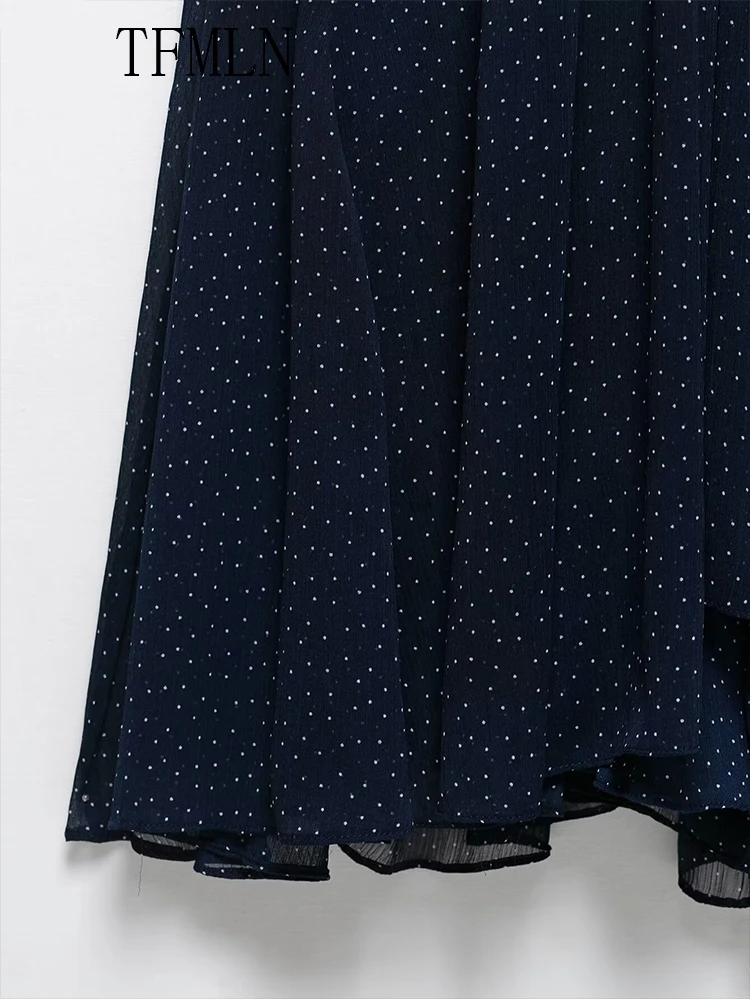 TFMLN Elegant Women Dot Printed Halter Long Dress 2025 Summer Causal Sexy Sleeveless Backless A-Line Beach Party Dress