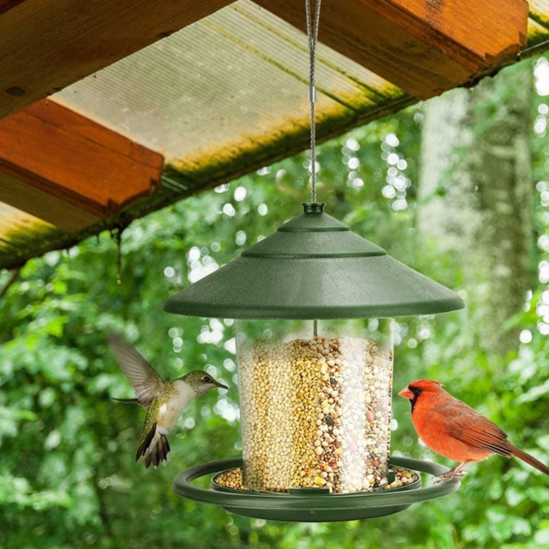 Hanging Wild Bird Feeder with Perch Waterproof Plastic Bird Feeders for Garden Patio Outdoors Gazebo-Shaped Clear Tube