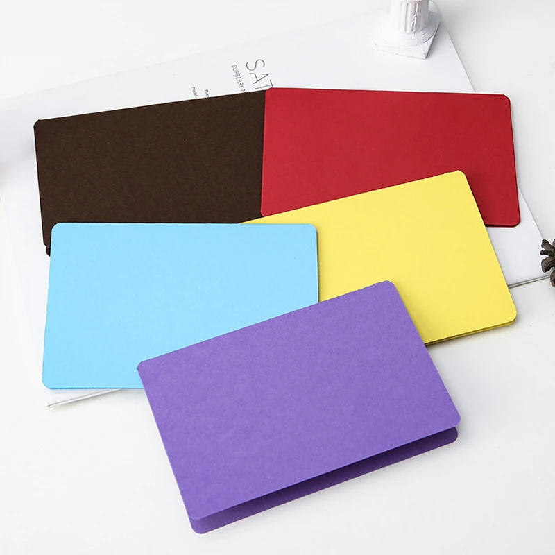 10 Pcs Kraft Paper Blank Greeting Cards Folding Multi-purpose Hard Paper Card Wedding Festival Envelope Card Invitation