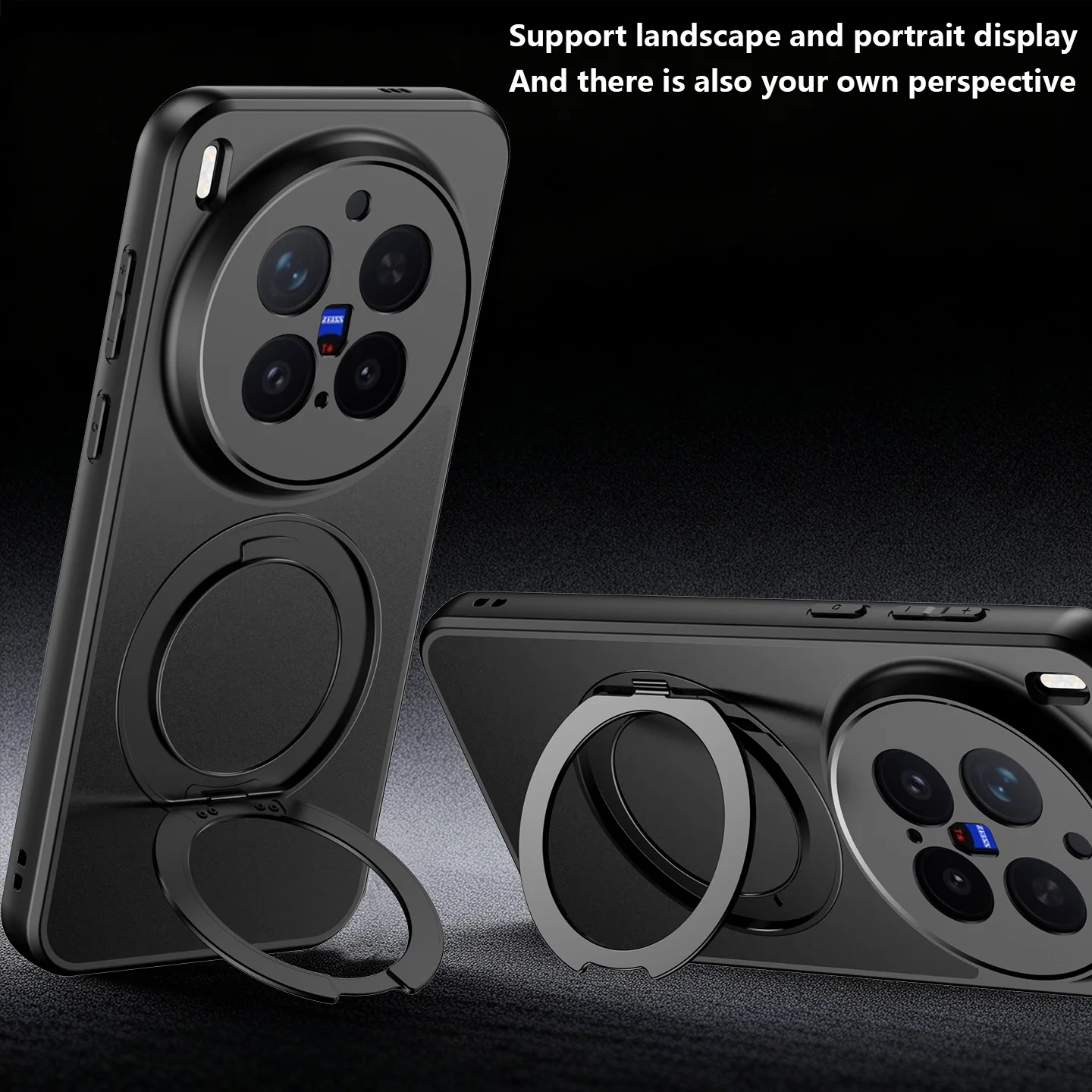 360-Degree Rotation Bracket Matte Frosted Phone Case - Magnetic Shockproof Armor Back Cover