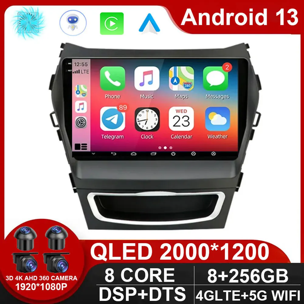 

Carplay Android 13 Car Radio Multimedia Video Player For Hyundai Santa Fe 3 2013 - 2017 Navigation GPS Stereo Receiver 2 Din