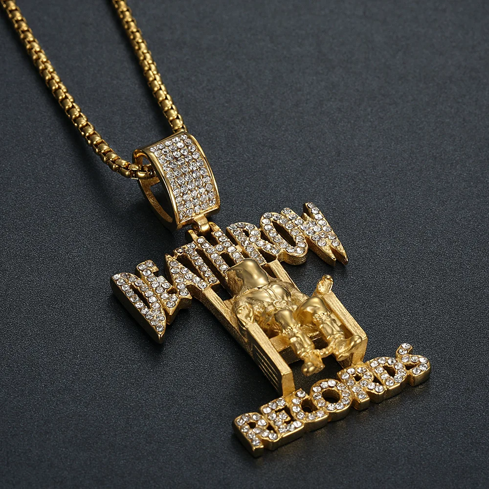High Quality Colgante Death Row Record Chain Nightclub Rhinestone Prisoner  Pendant Hip-Hop Iced Out Necklace Men Customized Name