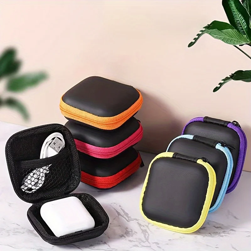 Mini Zipper Around Storage Bag, Data Cable Bag, Lightweight Travel Earphone Organizer