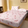 1 Cartoon Cute Fruit Cherry Bee printed matte Fitted Sheet, bedroom printed bed cover, bedding (excluding pillowcases) 1