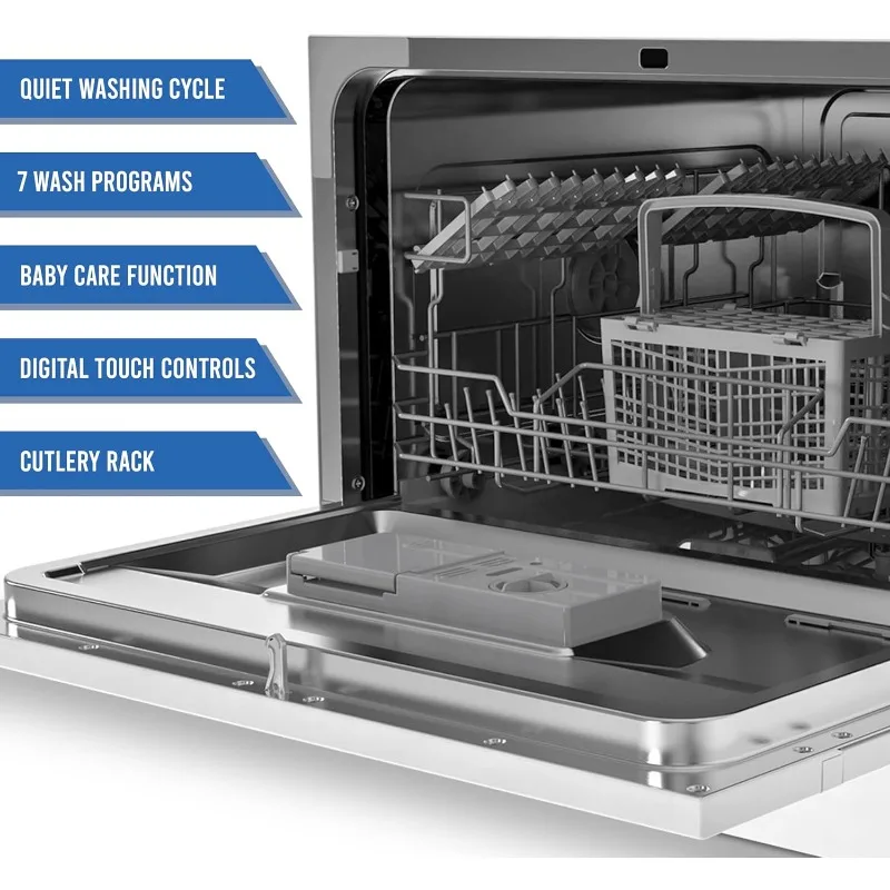 Farberware Compact 6-Place Setting Dishwasher -Portable Mini Countertop Dishwasher with 7 Wash Programs-Perfect for Small Spaces 2
