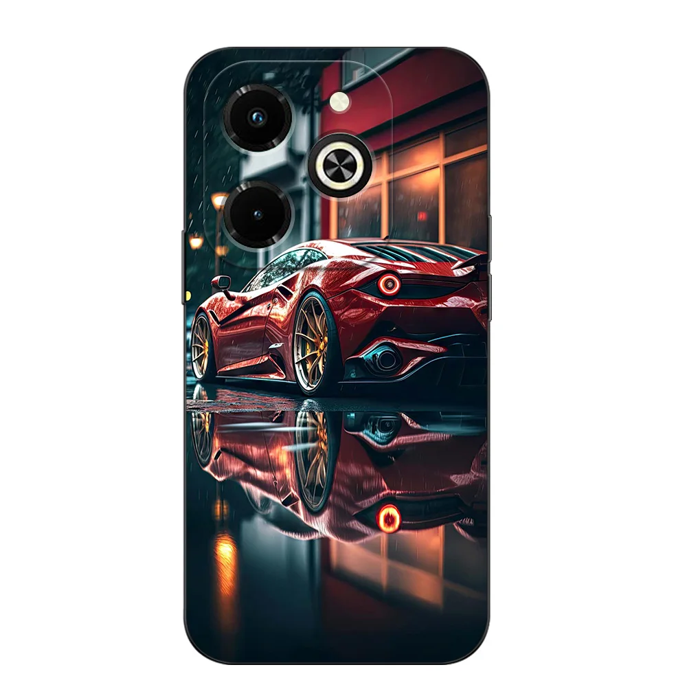 Case For infinix HOT 40i Silicon Phone Cover black tpu case super cars race