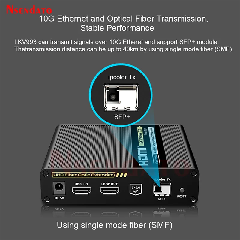 LKV993 4K 60Hz 4:4:4 HDMI Optical Extender 40Km Over IP Uncompressed HDMI Video Audio Transmitter and Receiver With IR For PC TV