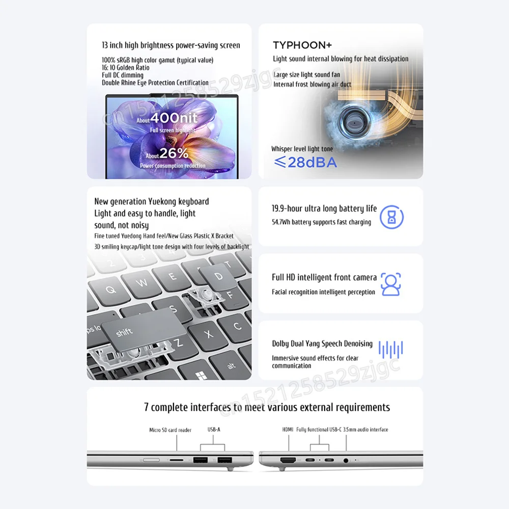 2025 Lenovo Xiaoxin 13 Air Laptop AMD Ryzen 7 7735HS 16G/512G SSD Portable Notebook Lightweight Laptop 54Whr 3