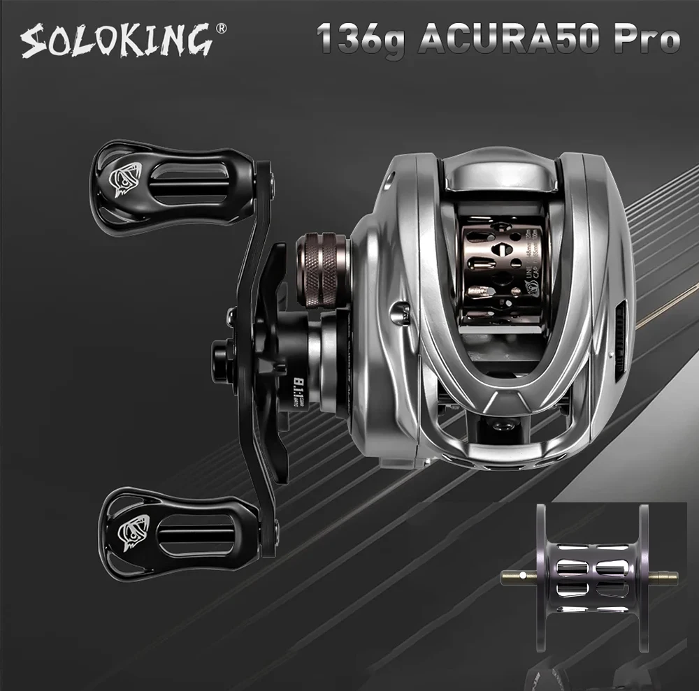 SOLOKING Acura Baitcasting Fishing Reels 136g Ultra Light BFS Baitcasting  Reel 7.1/8.1 Gear Ratio 10+1BB 4KG Power Baitcaster