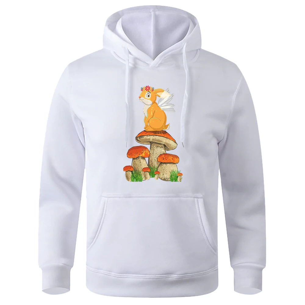 

Cottagecore Aesthetic Fairy Bunny On Top Of Mushroom Men Hoody Fleece Warm Hoodie Fashion Classic Hoodies Loose Sports Tracksuit