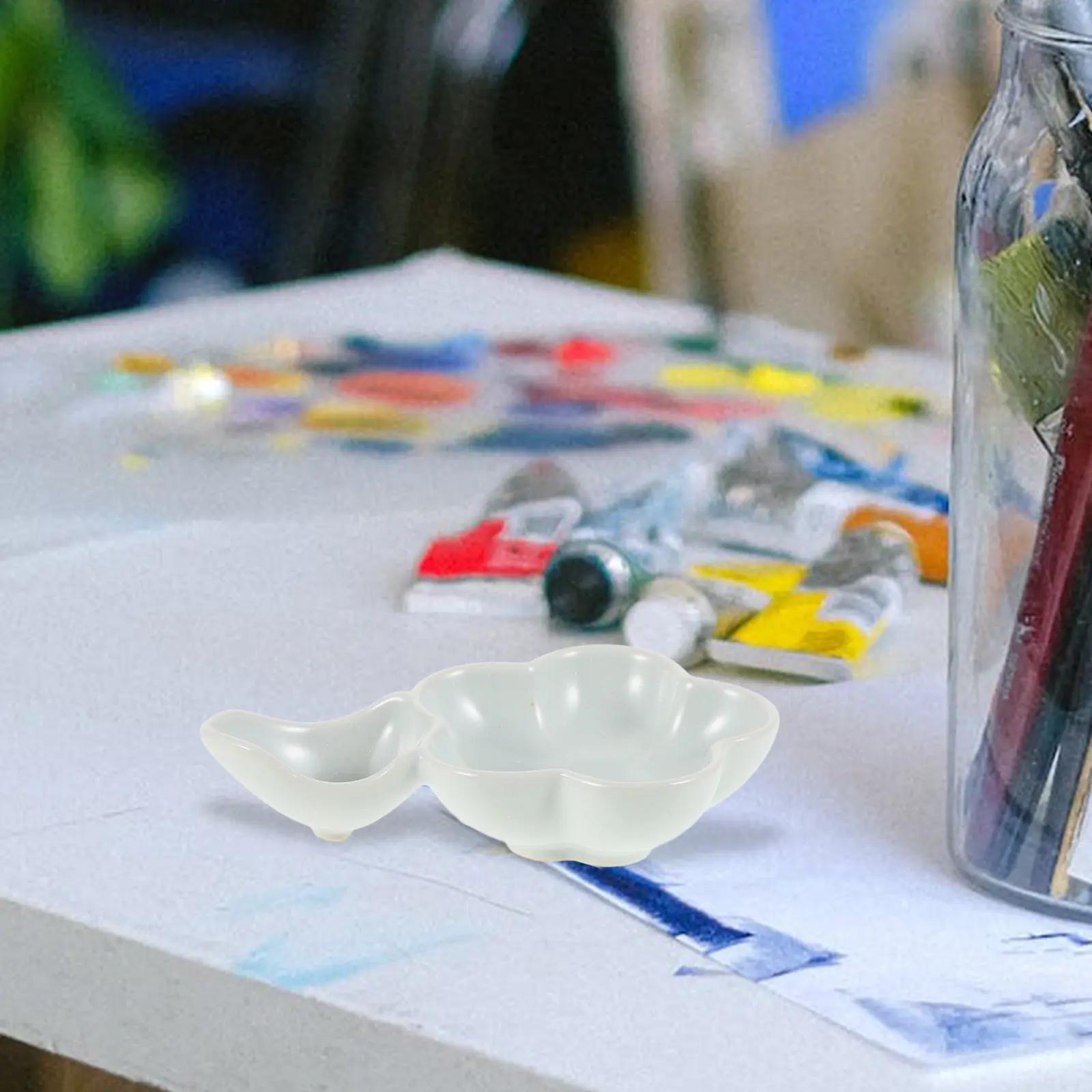 서예 그림 쓰기 예술 스튜디오 책상 장 세라믹 붓 받침 잉크 접시 꽃 모양 디자인 우아한 전통 동양 스타일