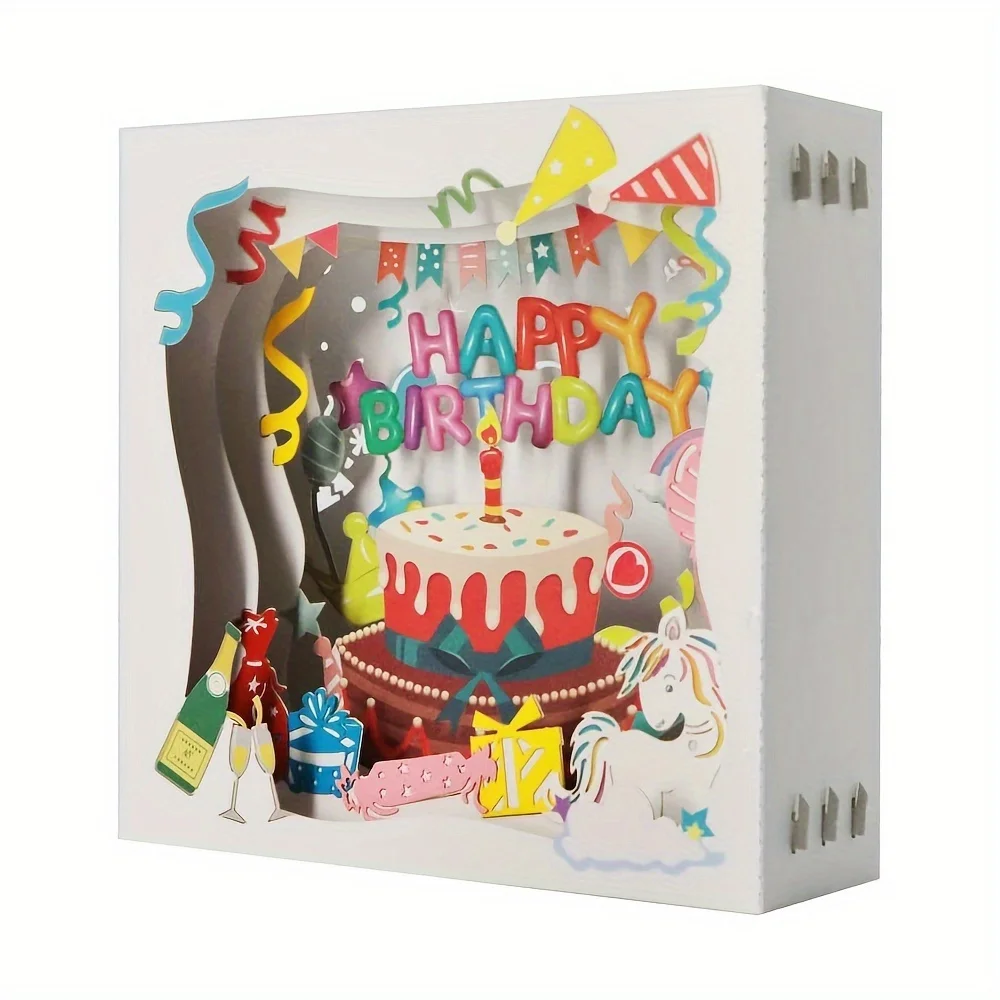 1pc 3D Handmade Pop Up Happy Birthday Card with Envelope