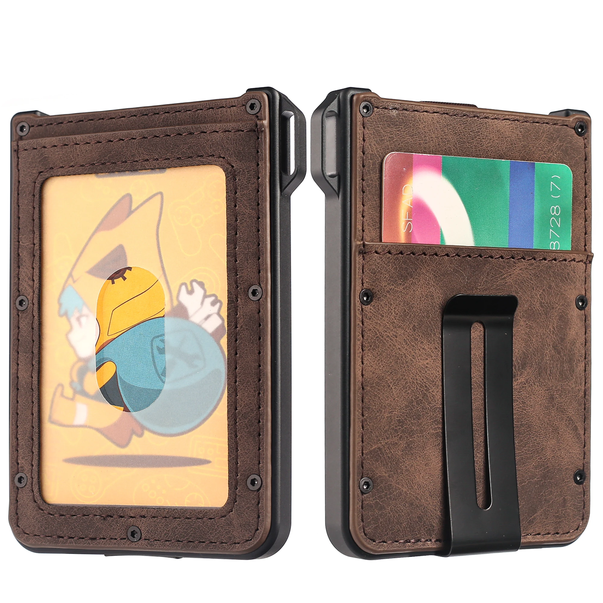 Portafoglio Anti Clonazione Carte Portafoglio Minimalista Sottile In Metallo Intelligente Con Blocco Rfid In Fibra Di Carbonio E Pelle Pu Portafoglio Sottile Carte Di Credito