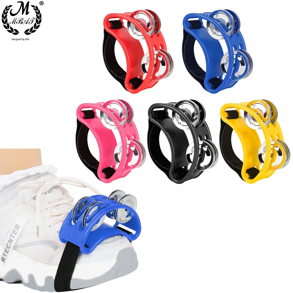 MBAT Foot Tambourine Metal Jingle Bell Portable Percussion Instrument Box Drum Companion Musical Toys Rainbow colors cymbals