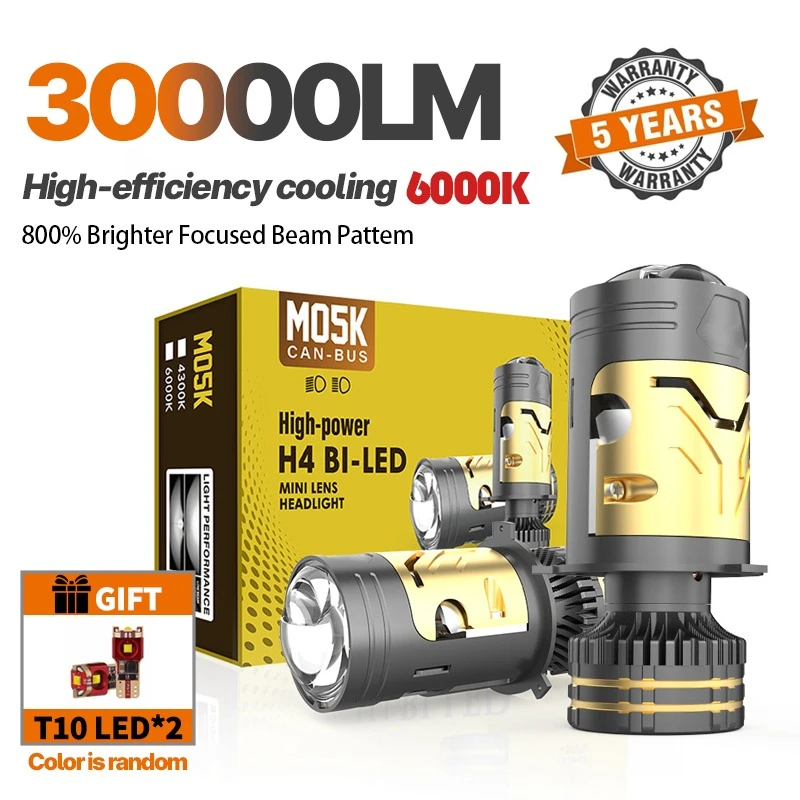 6000K H4 LED 자동차 전구, 헤드라이트, 터보팬 LED 조명, 플러그 앤 ..