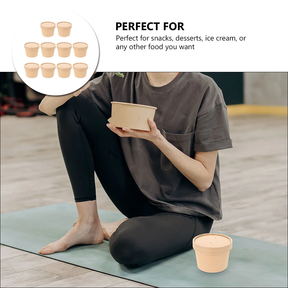 Disposable Paper Cups Soup Bowls Containers Ice Cream Yogurt
