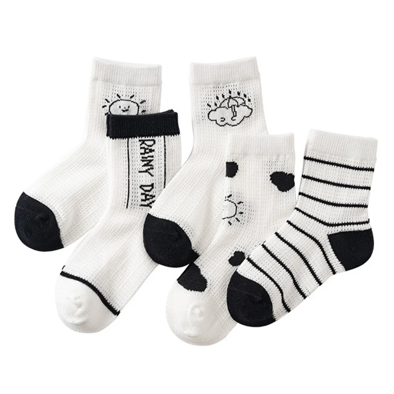 

5 Pairs/Set Of Ultra-thin Children's Mesh Socks For Boys And Girls Summer Breathable Thin Children's Mid-calf Sports Socks