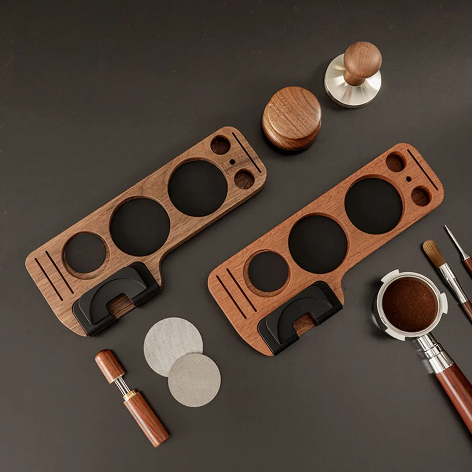 Walnut Wood Espresso Tamper Station and Portafilter Holder