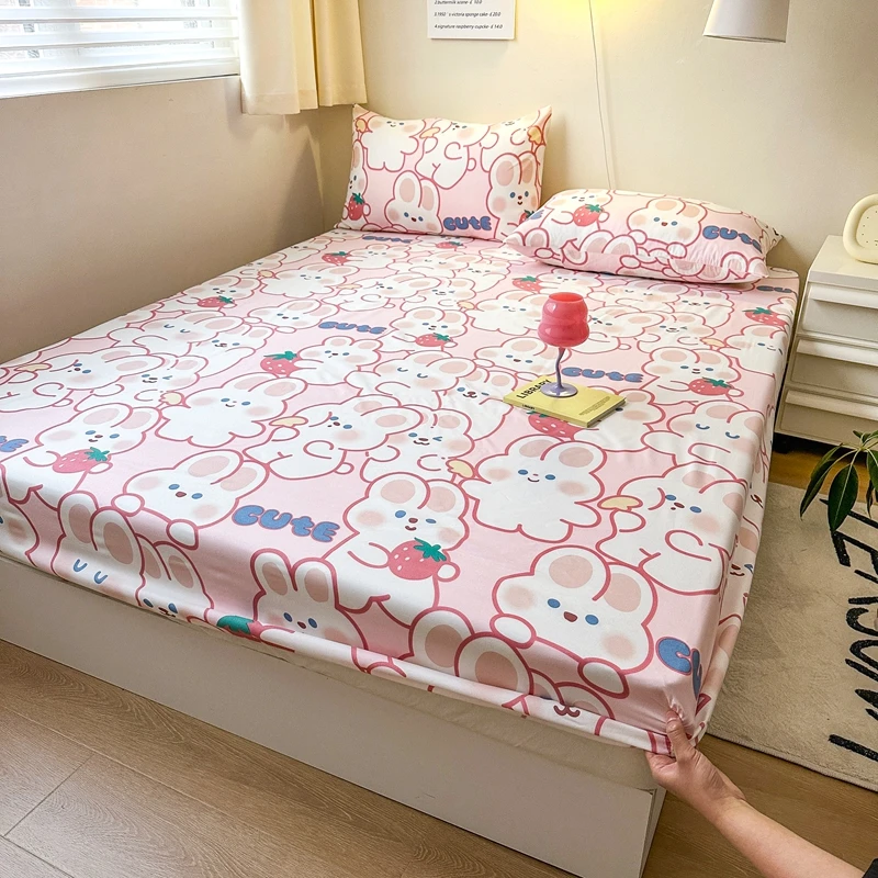 

Fitted Sheet with Elastic Band Bed Cover Non Slip Adjustable Mattress Covers for Single Double Rabbit Mattress Cover Bed Linen