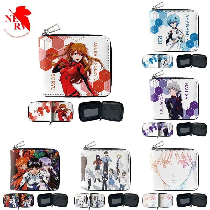 Evangelion Eva Anime Figure Wallet Cosplay Leather Multi-Layer Card Collection Bag Eva Harajuku Short Purse Gifts For Boyfriends