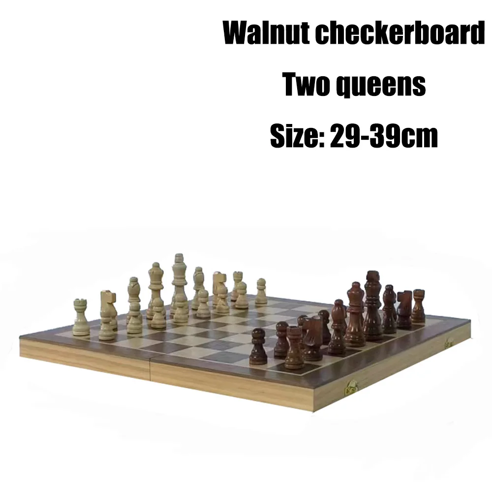 Giant Wooden Chess Two-Player Competitive Game Chess Magnetic Walnut Folding Board Inside Stores 39-39cm Gifts For Family Games