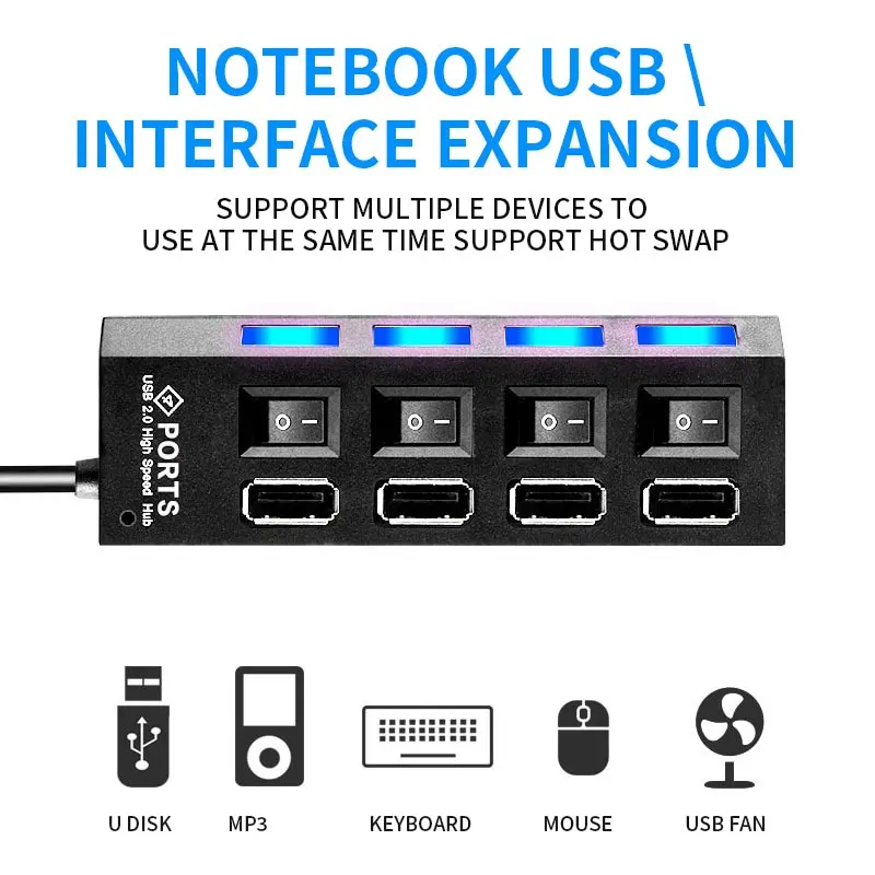 USB Splitter Multi Function Interface Hub Hub Laptop Multi Purpose U Disk Socket Extension Splitter