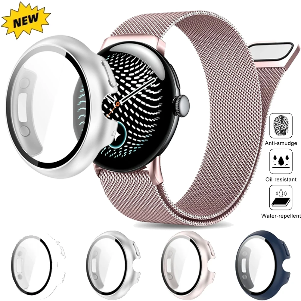 Premium Tempered Glass Protective Shell for Pixel Watch - All-Around Protection & Stylish Bumper Cover