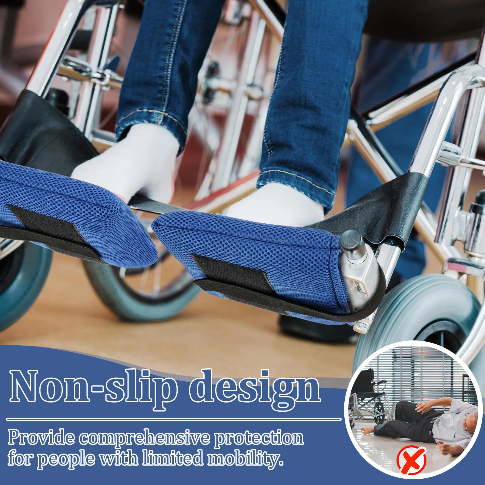 2Pcs Wheelchair Footrest Pads Non Slip Footplate Protector Pad Soft Breathable Leg Rest Cushion Foot Protection Pads for Elderly