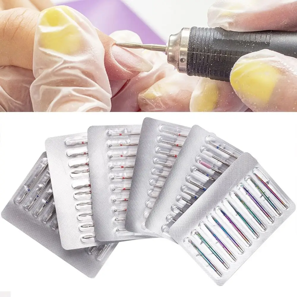 10PCsSetNailDrillBitGrindingAndPolishingCuticleCleanCarbide