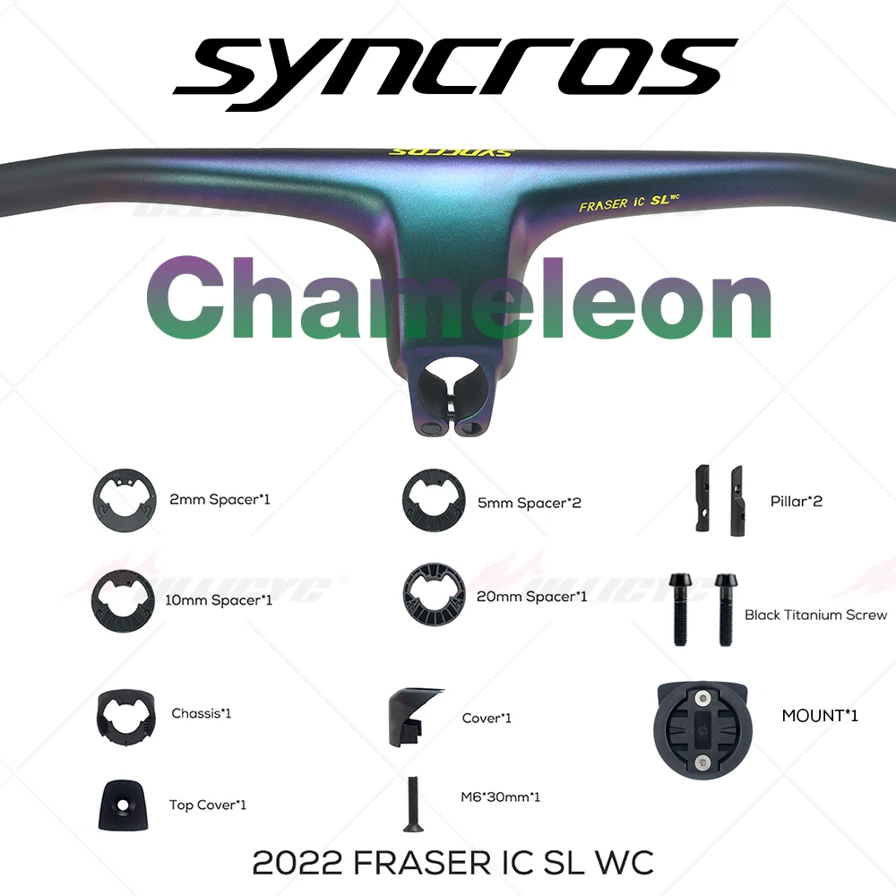 

SYNCROS-Integrated Cockpit MTB Handlebar with Titanium Screws,FRASER IC,SL,WC,Chameleon,20° Full Carbon Fibre,680-740mm,70-100