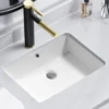 1pc Undermount Sink Bathroom Rectangular - 19"x 13" White Porcelain Ceramic Rectangle Vessel Sink, 20 Inch Under Counter Lavator 3