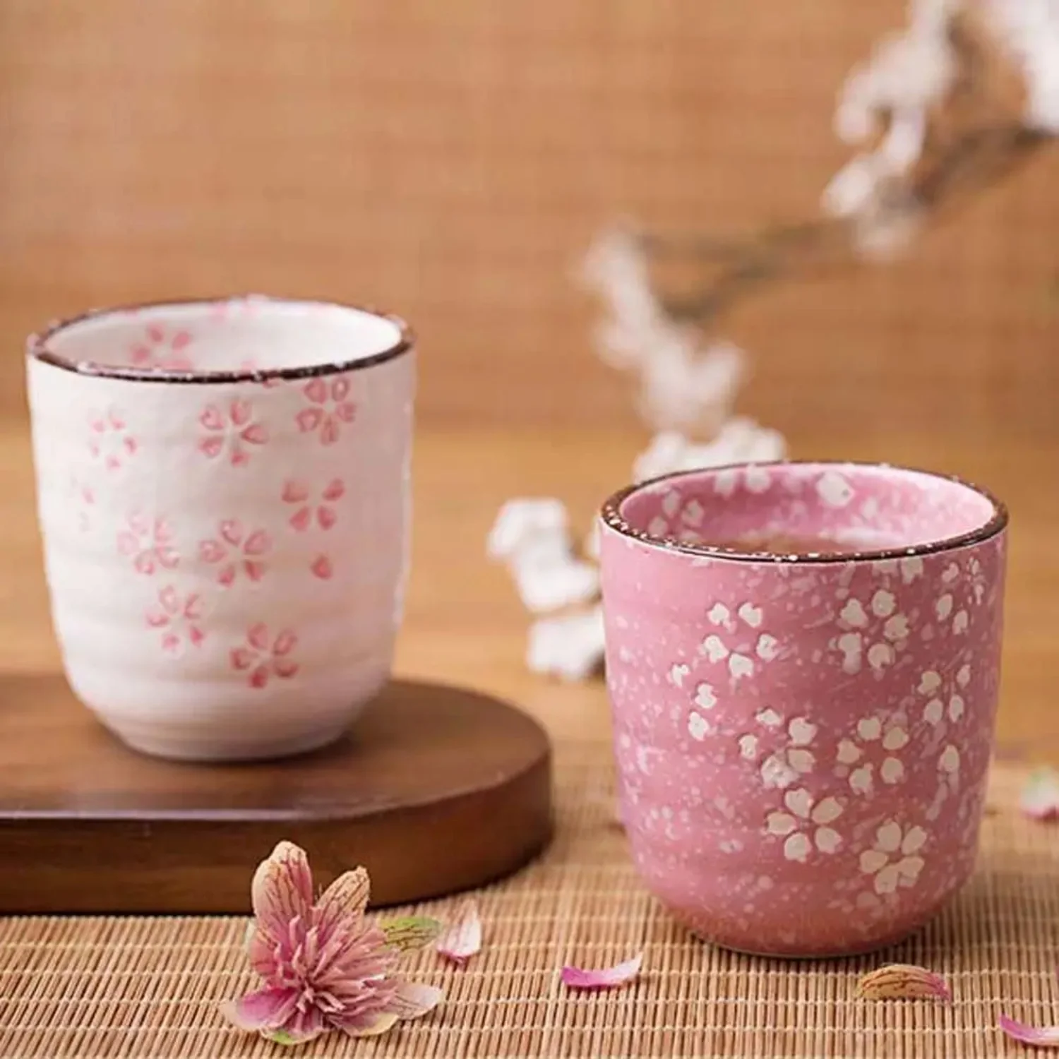 Creative Japanese Style Flower Cherry Blossoms Teaware Water Cup Drinkware Pottery Cup Teacup