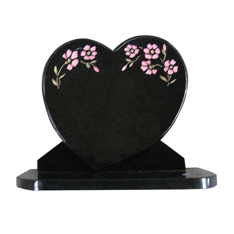 Granite Stone Headstone for Pet Memorial Gravestone Heart Shape DIY Cat Tombstone Bird Monument With Picture