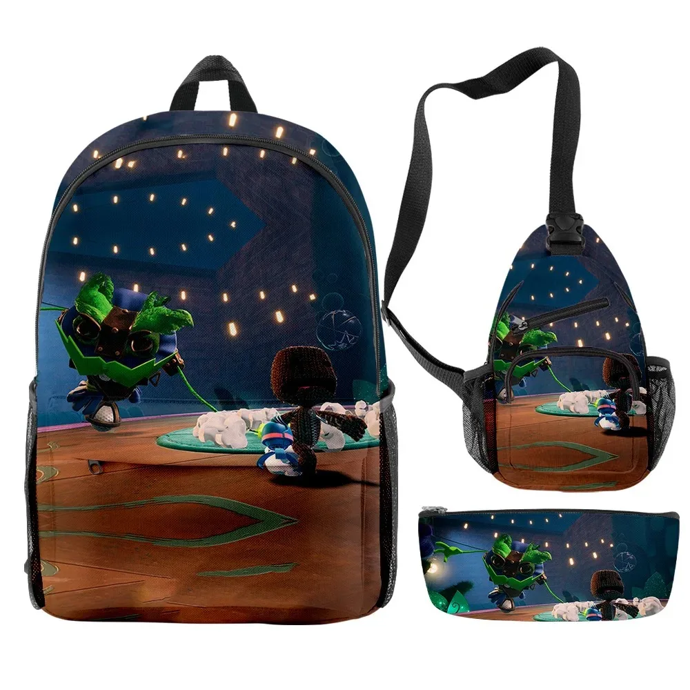 Sackboy Jogo Dos Desenhos Animados Merch 3 Pfamiliare S/Set Saco Escolar De Viagem Saco Lalcis Crossbody Bagl Terno Para Criancur Aldult